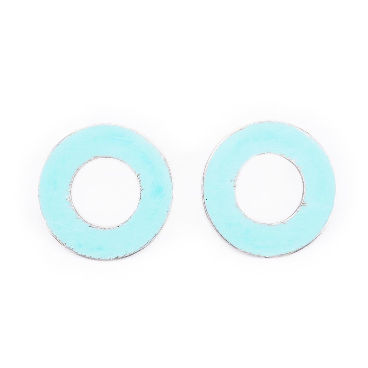 Pendientes HEATHER MAC DERMOTT circulares agujereadas de plata de color azul | HM-SHS15