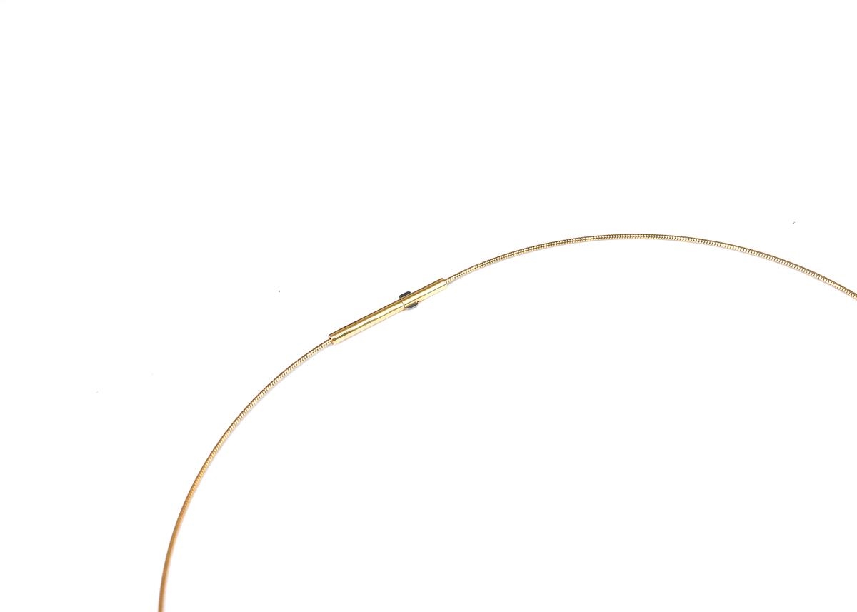 Cable 1 hilo de oro 0,8mm espesor, elástico omega, cierre doble clip | T-O1EO.8C40